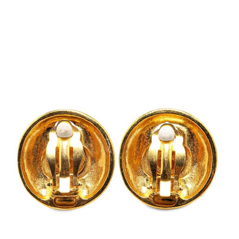 Chanel Gold Plated CC Date Clip On Earrings Gold Metal Good condition - Back View