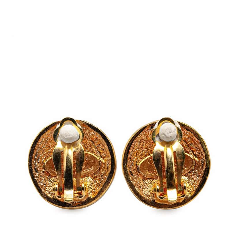 Chanel Gold Plated Logo Clip On Earrings Gold Metal Good condition - Back View