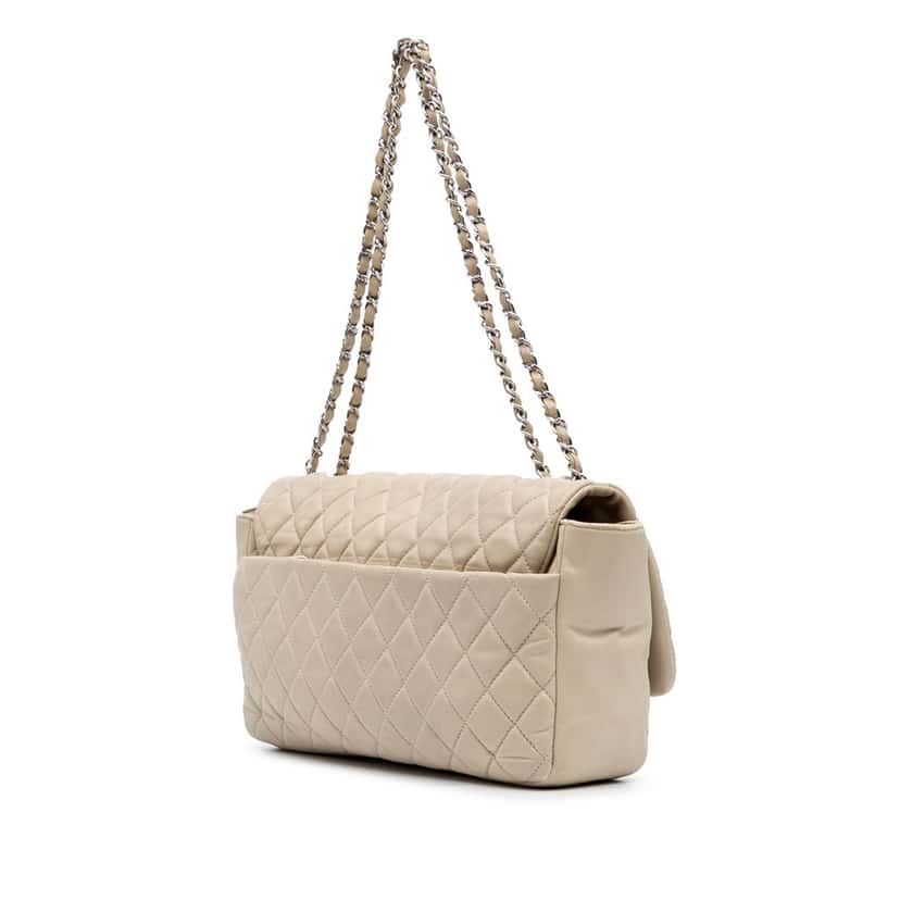 Chanel Jumbo Quilted Lambskin Coco Rain Flap Brown Leather Good condition - Back View