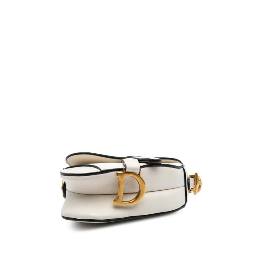 Dior Micro Goatskin Saddle White Leather Good condition - Inside View