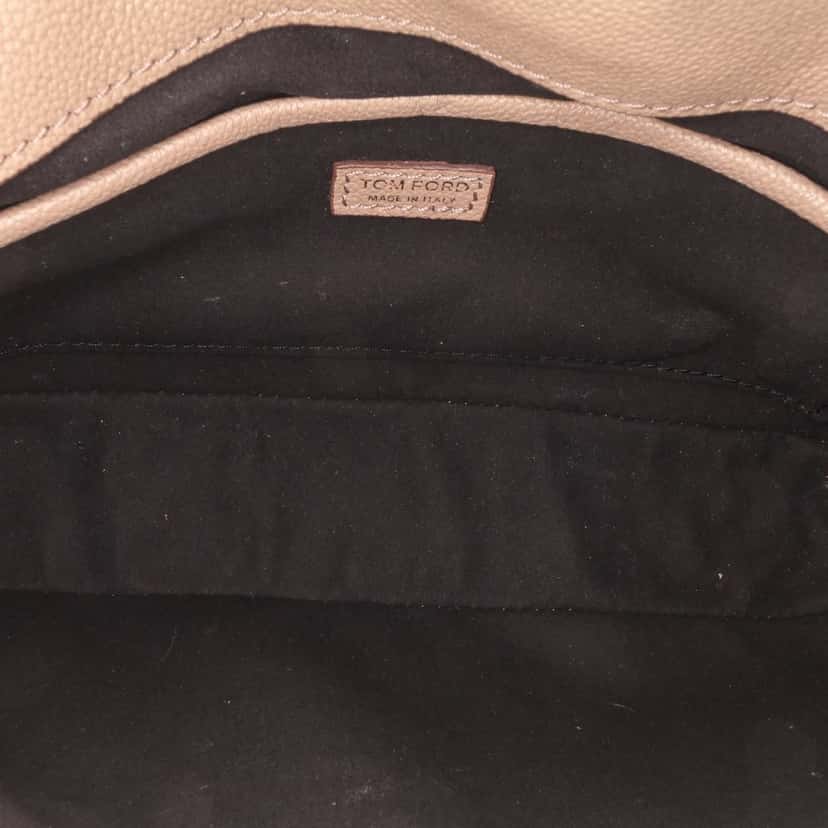 Tom Ford Grained Calfskin TF Flap Crossbody Brown Leather Good condition - Model View