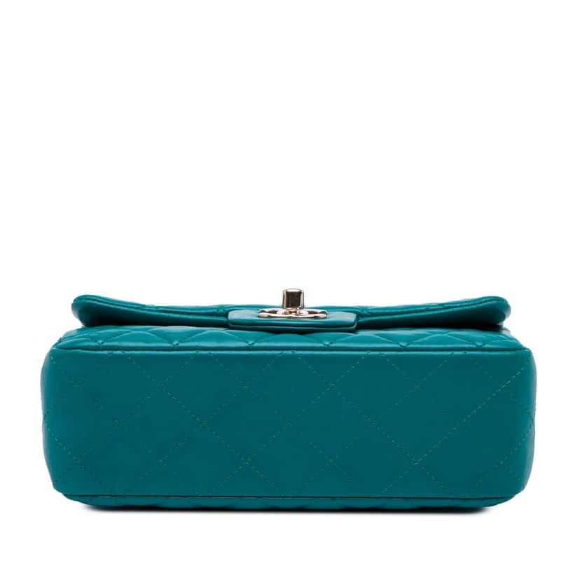 Chanel Mini Rectangular Classic Lambskin Single Flap Blue Leather Good condition - Inside View