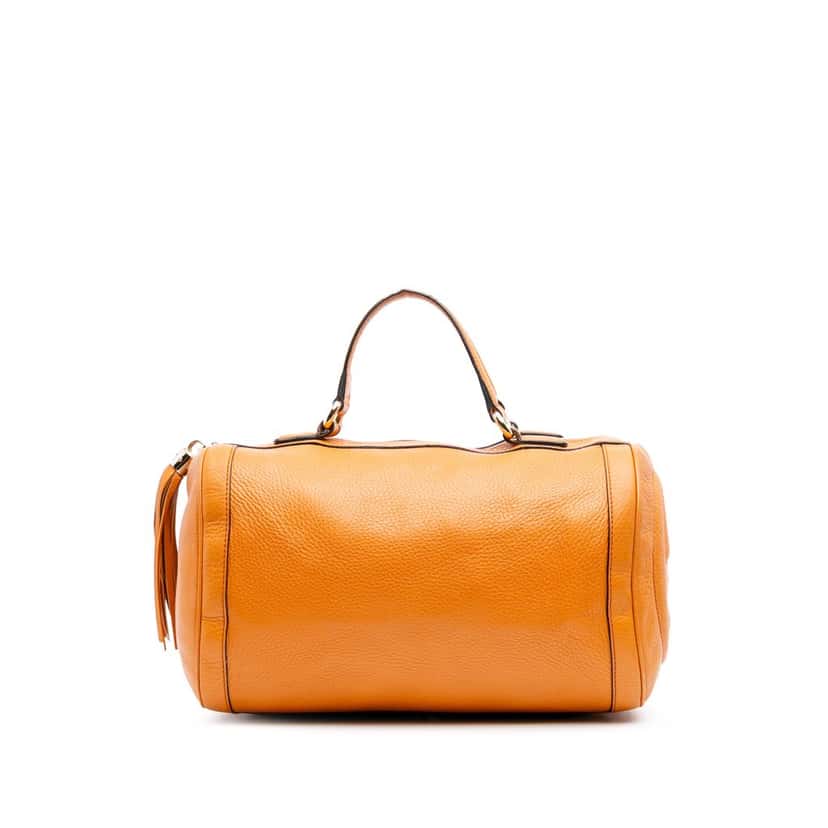 Gucci Medium Pebbled Calfskin Soho Boston Bag Orange Leather Good condition - Front View
