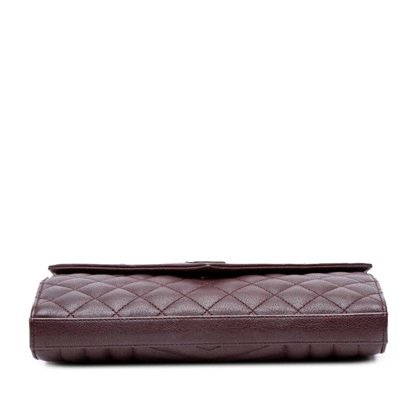 Saint Laurent Sheepskin Triquilt Monogram Envelope Wallet on Chain Red Leather Good condition - Inside View