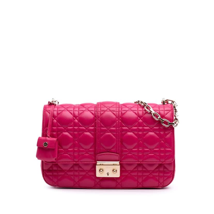 Dior Medium Lambskin Cannage Miss Dior Flap Pink Leather Good condition - Front View