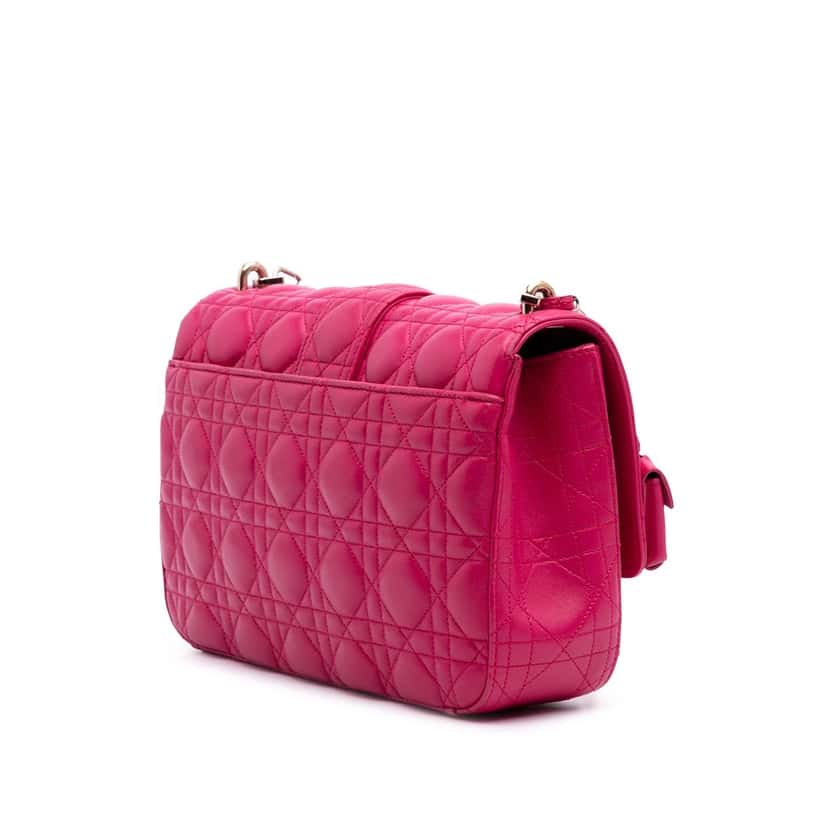 Dior Medium Lambskin Cannage Miss Dior Flap Pink Leather Good condition - Back View