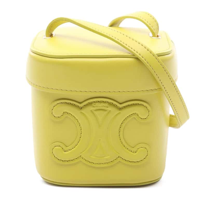 Celine Small Calfskin Cuir Triomphe Box Bag Yellow Leather Good condition - Front View