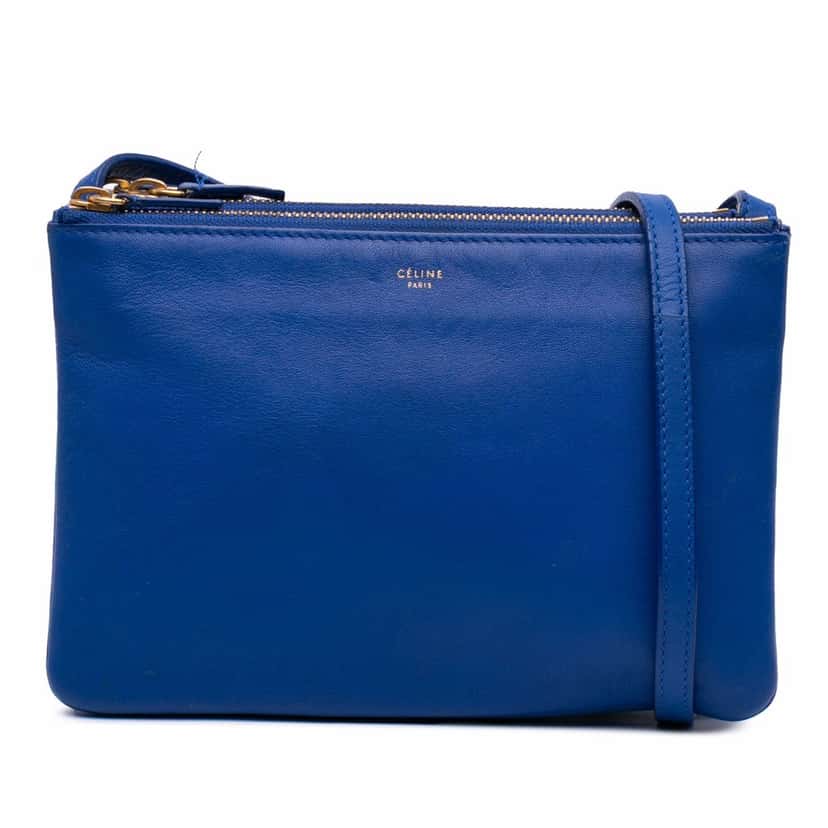 Celine Small Lambskin Trio Crossbody Blue Leather Good condition - Front View