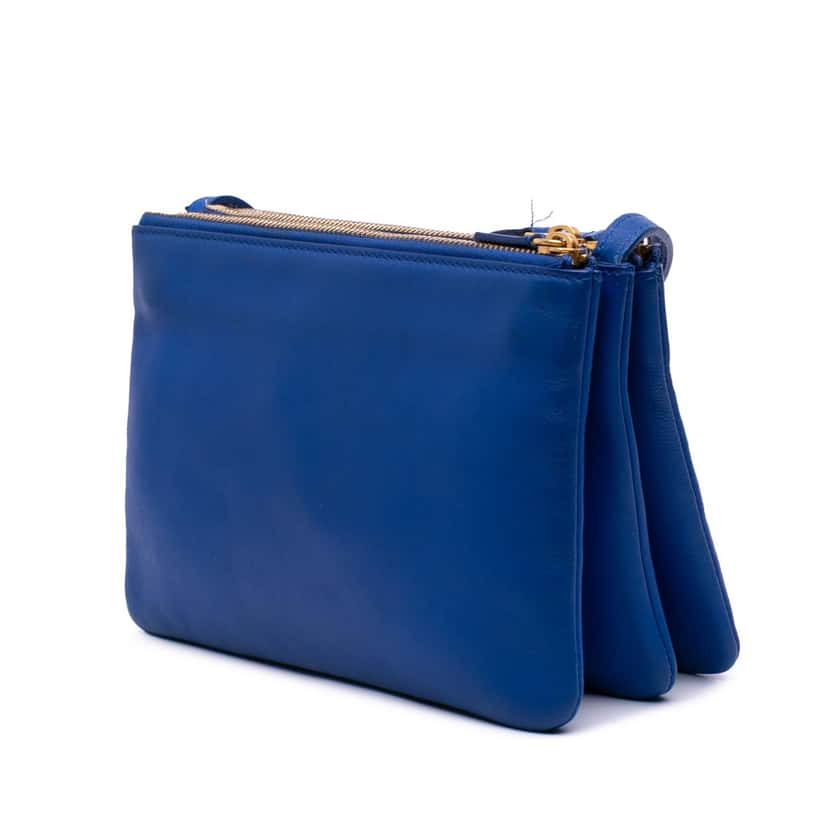 Celine Small Lambskin Trio Crossbody Blue Leather Good condition - Back View