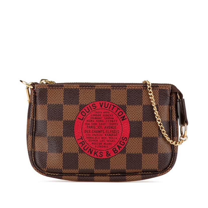 Louis Vuitton Damier Ebene Trunks and Bags Mini Pochette Accessoires Brown Canvas Good condition - Front View