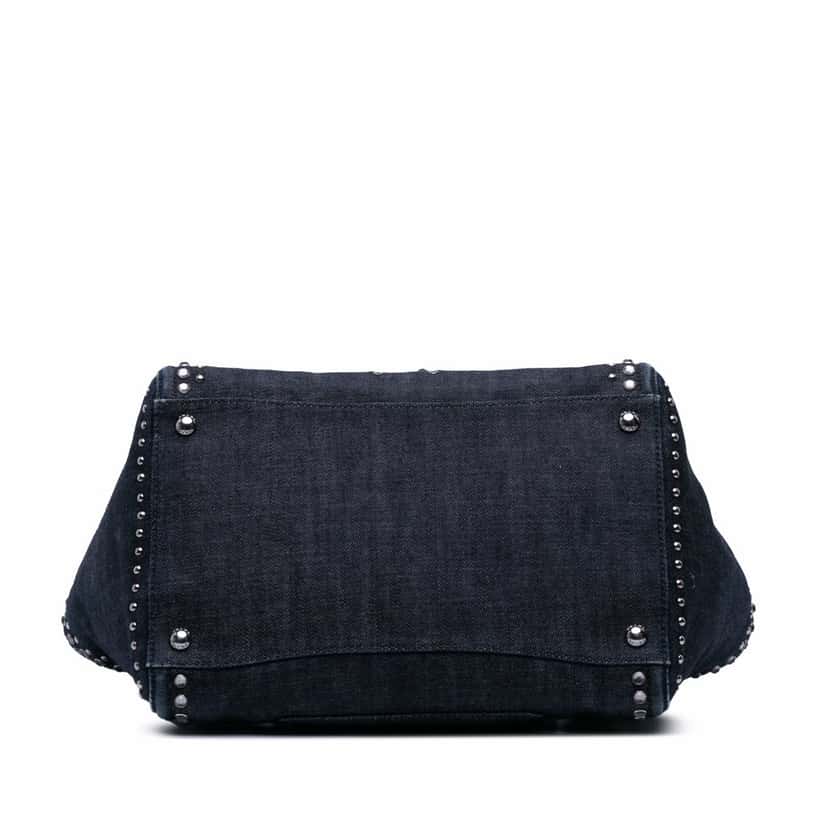 Prada Denim Canapa Bijoux and Grommet Twin Pocket Tote Blue Denim Good condition - Inside View