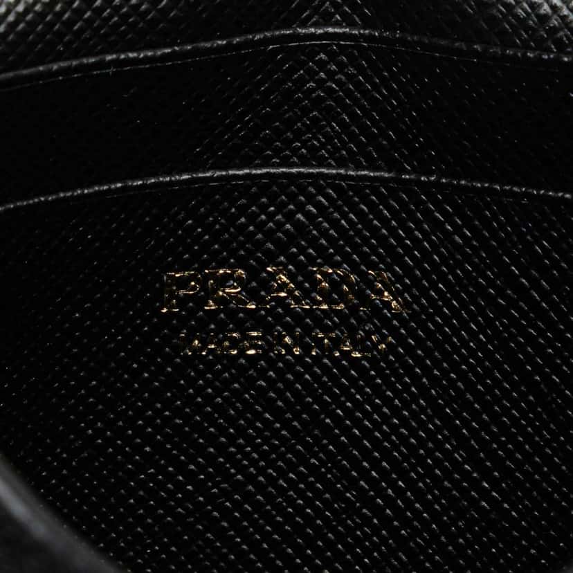 Prada Saffiano Card Holder On Chain Black Leather Good condition - Box View