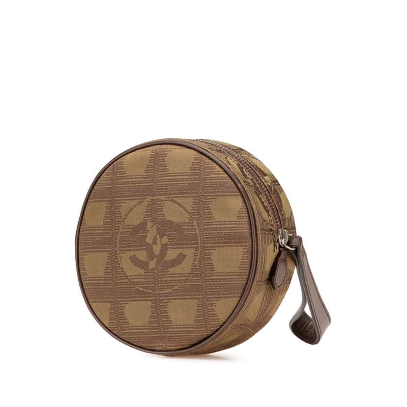 Chanel New Travel Line Nylon Round Pouch Brown Good condition - Back View