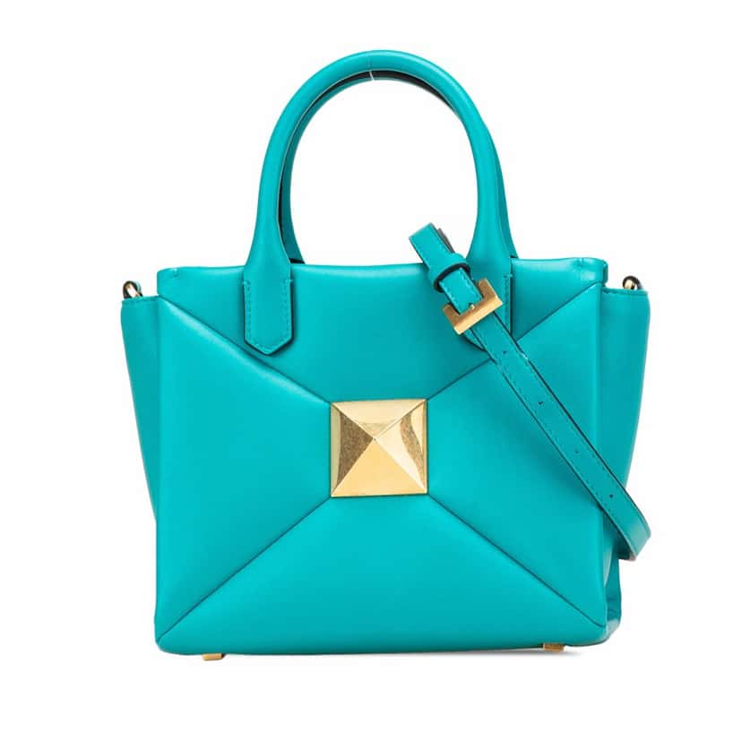 Valentino Small Nappa One Stud Top Handle Bag Blue Leather Good condition - Front View