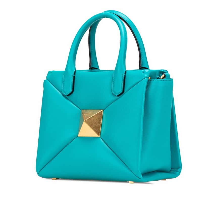 Valentino Small Nappa One Stud Top Handle Bag Blue Leather Good condition - Back View