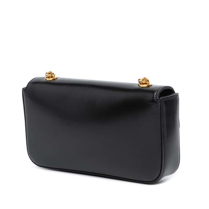 Celine Smooth Calfskin Cuir Triomphe Chain Shoulder Bag Black Leather Good condition - Back View