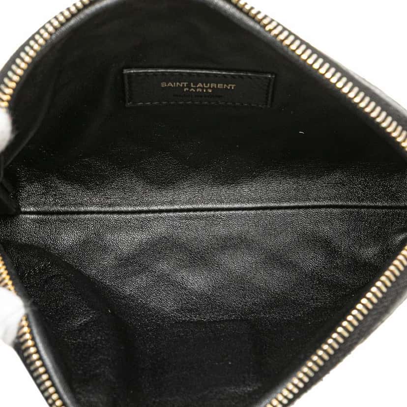 Saint Laurent Mini Quilted Lambskin Gaby Zippered Pouch Black Leather Good condition - Model View
