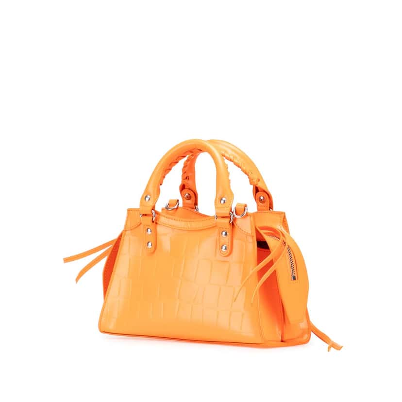 Balenciaga Mini Croc Embossed Calfskin Neo Classic City Orange Leather Good condition - Back View