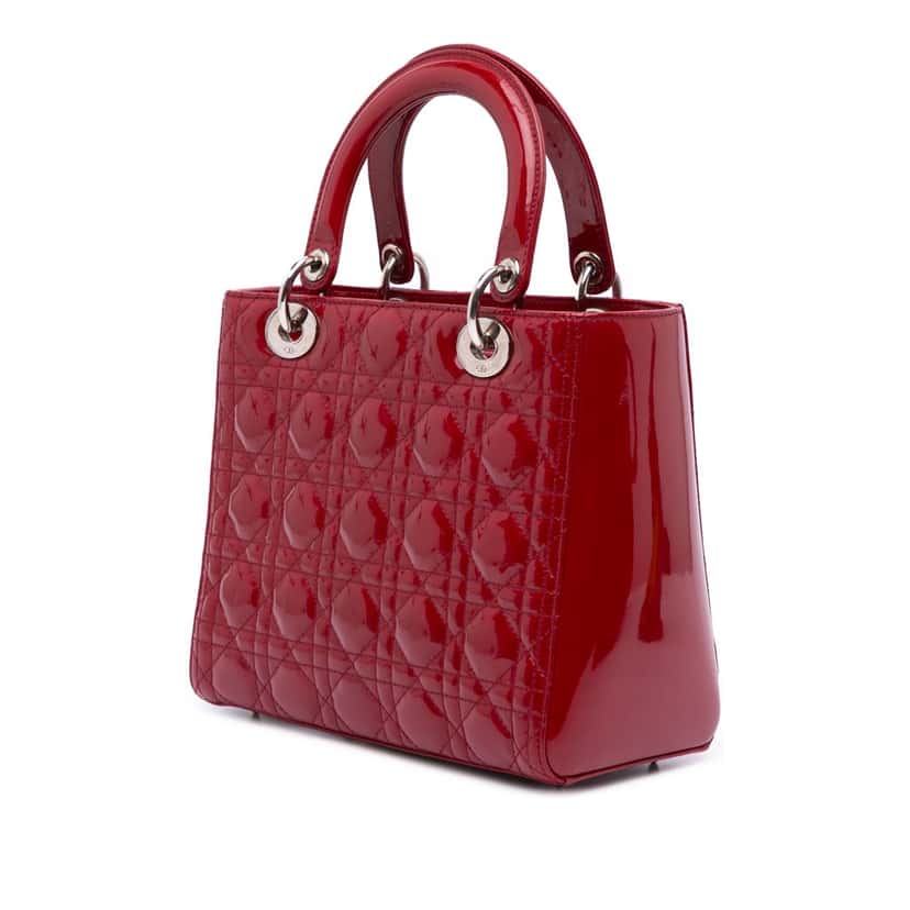 Dior Medium Patent Cannage Lady Dior Red Leather Good condition - Back View