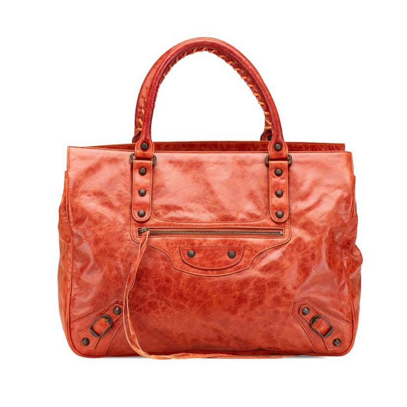 Balenciaga Chevre Motocross Classic Shopper Tote Orange Leather Good condition - Front View