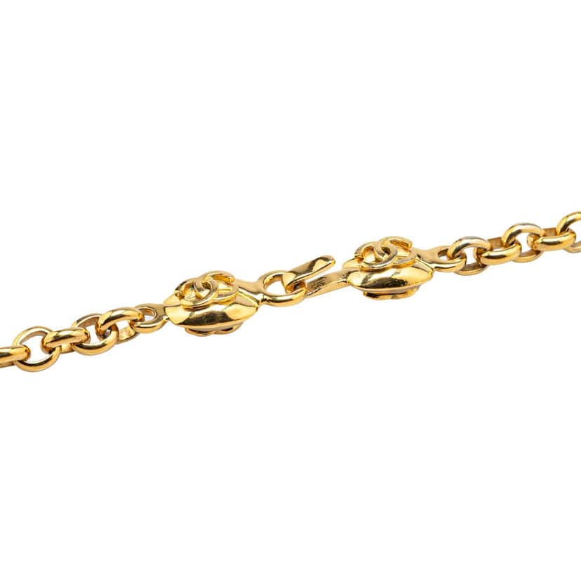 Chanel Gold Plated CC Round Pendant Necklace Gold Metal Good condition - Inside View