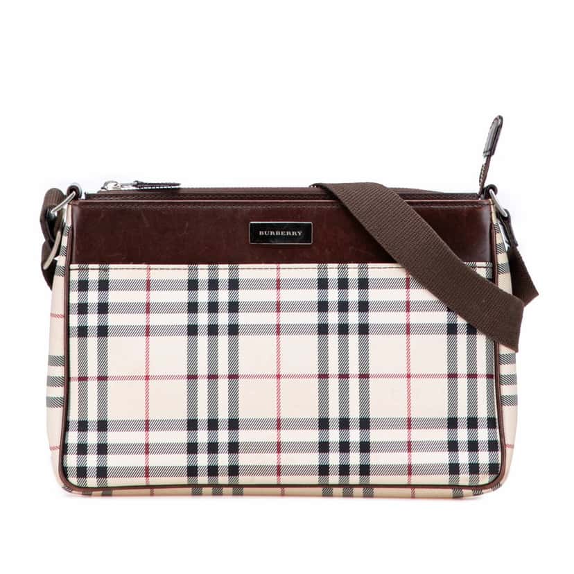 Burberry House Check Canvas Crossbody Brown Canvas Good condition - Front View