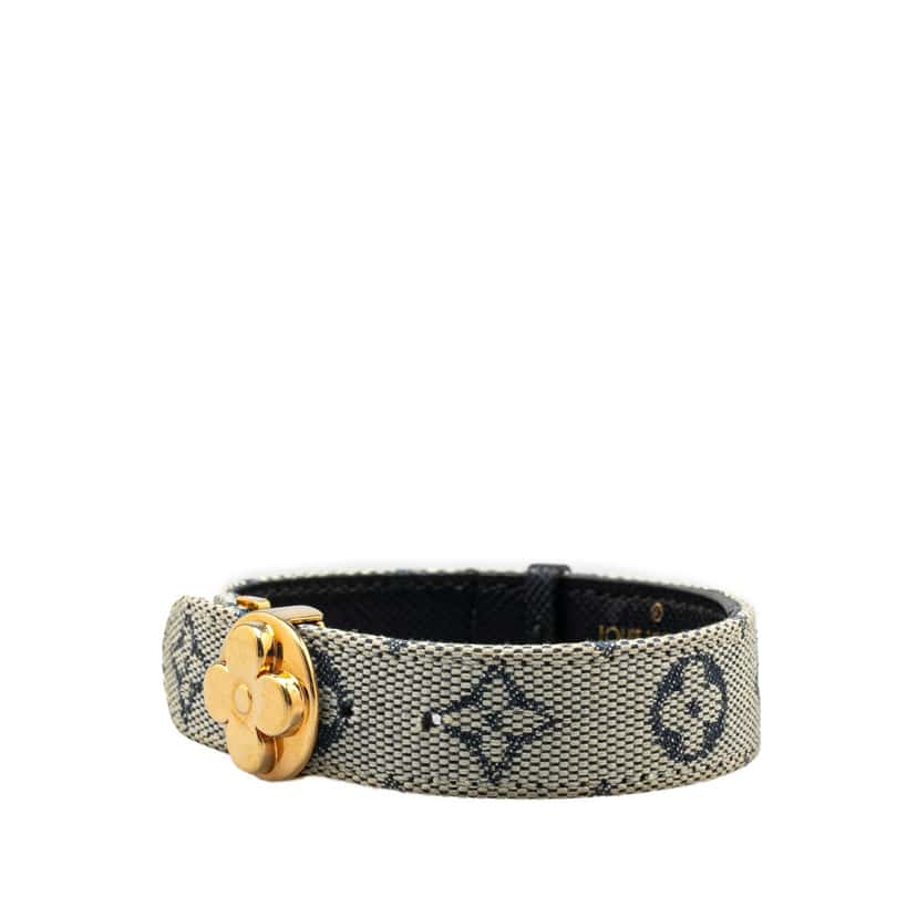 Louis Vuitton Monogram Mini Lin Wish Bracelet Grey Canvas Good condition - Back View
