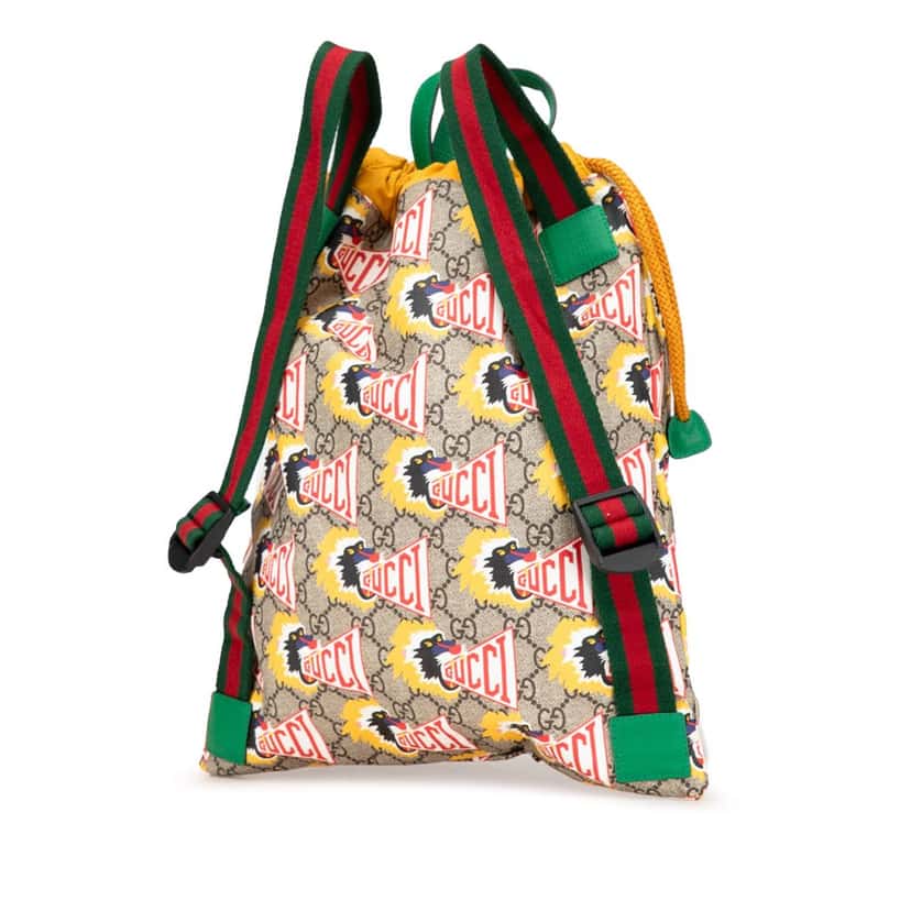 Gucci GG Supreme Baboon Children's Backpack Brown Canvas Good condition - Back View