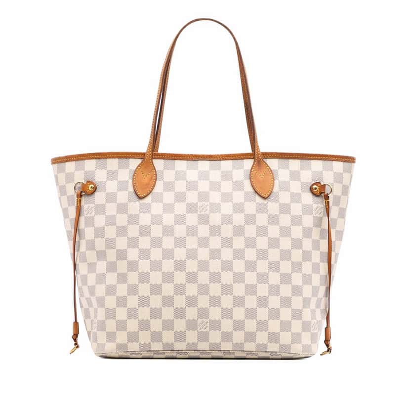 Louis Vuitton Damier Azur Neverfull MM White Canvas Good condition - Front View