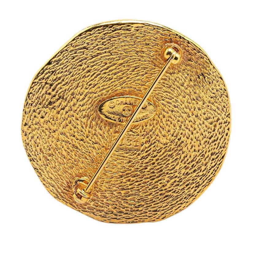 Chanel Gold Plated 31 Rue Cambon Round Brooch Gold Metal Good condition - Back View