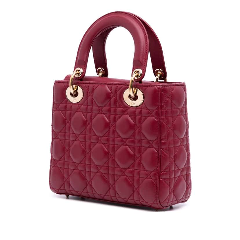Dior Small Lambskin Cannage My ABCDior Lady Dior Red Leather Good condition - Back View