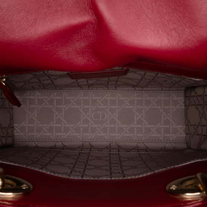 Dior Small Lambskin Cannage My ABCDior Lady Dior Red Leather Good condition - Model View