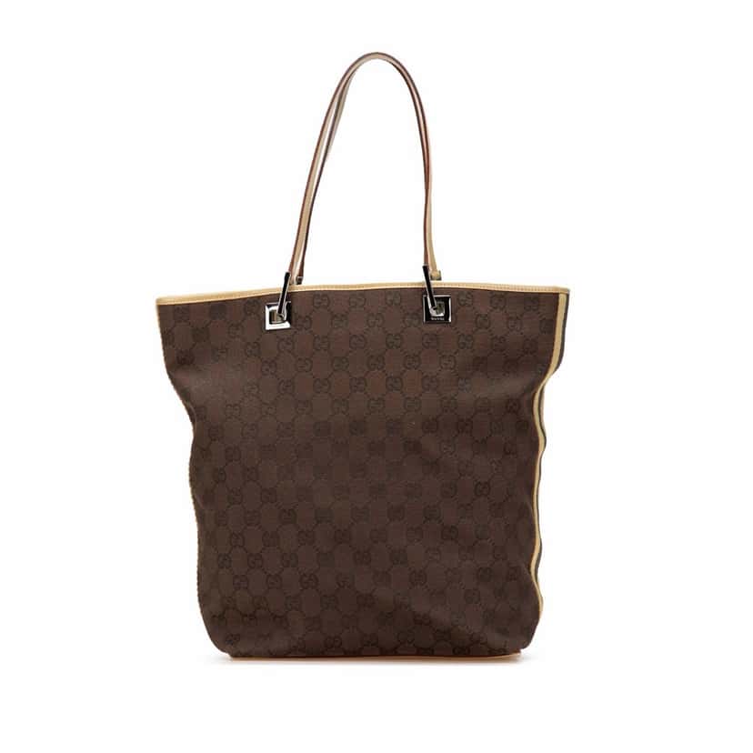 Gucci GG Canvas Web Bucket Tote Brown Canvas Good condition - Front View