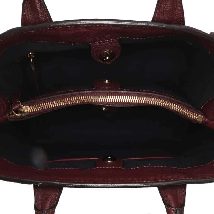 Burberry Medium Leather and House Check Banner Satchel Purple Leather Good condition - Model View