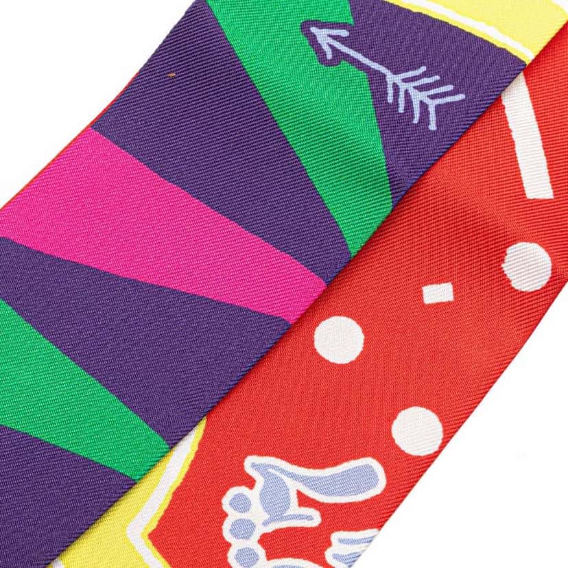 Hermès Jeu de Soie Uniforme Twilly Scarf Pink Silk Very good condition - Box View