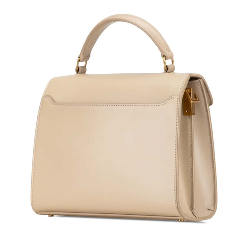 Saint Laurent Mini Suede and Calfskin Cassandra Top Handle Bag Brown Leather Good condition - Back View