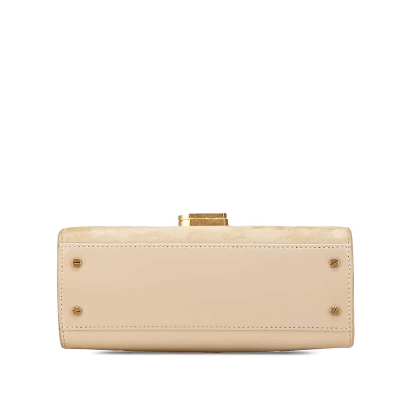 Saint Laurent Mini Suede and Calfskin Cassandra Top Handle Bag Brown Leather Good condition - Inside View