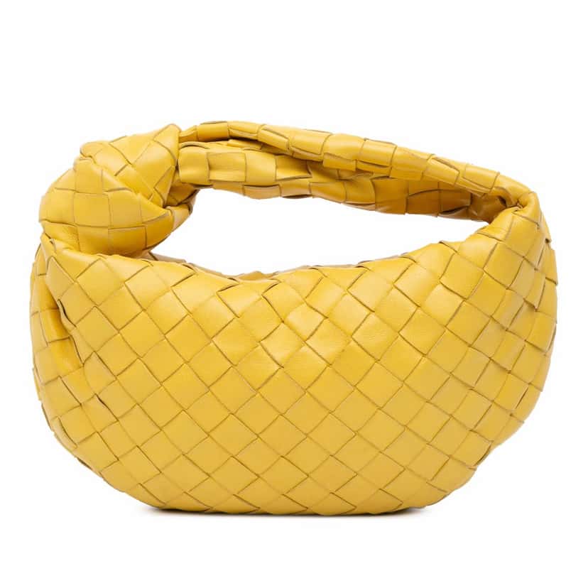 Bottega Veneta Mini Nappa Intrecciato Jodie Yellow Leather Good condition - Front View