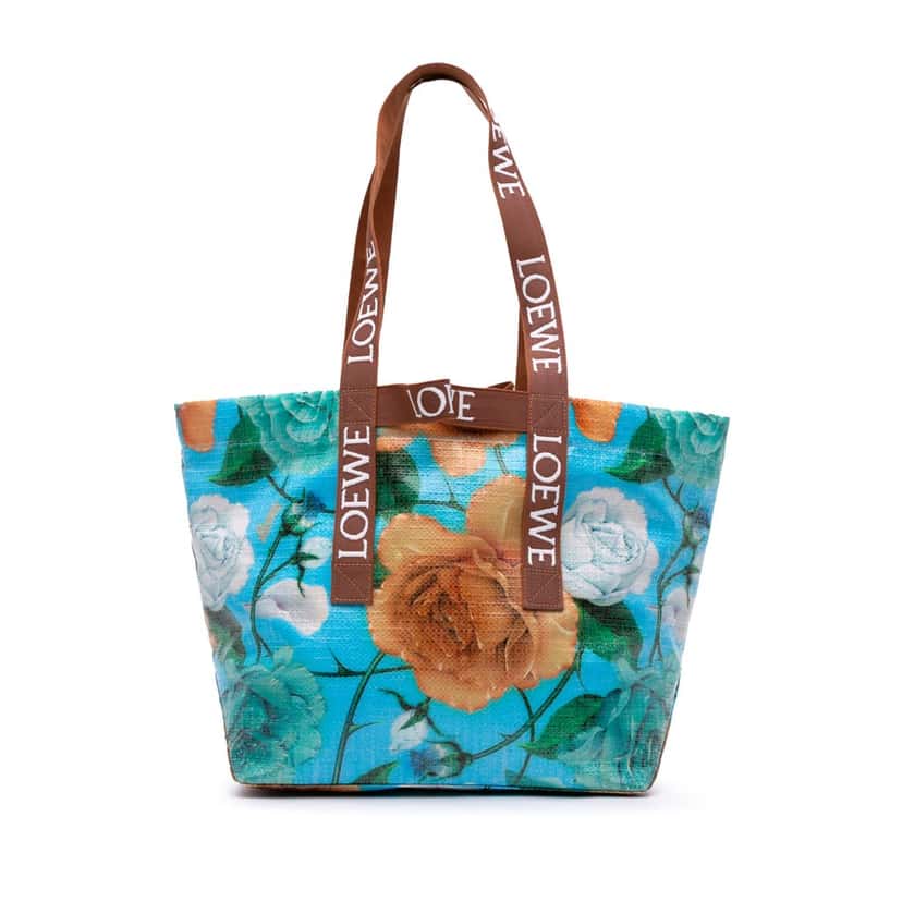 Loewe Paulas Ibiza Printed Coated Canvas Fold Shopper Tote Blue Canvas Good condition - Front View