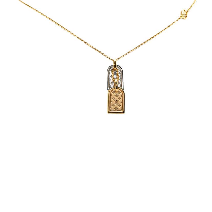 Louis Vuitton Gold Plated Nanogram Pendant Necklace Gold Metal Good condition - Front View