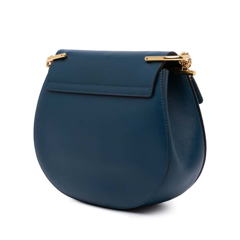 Chloé Small Suede and Calfskin Drew Crossbody Blue Leather Good condition - Back View
