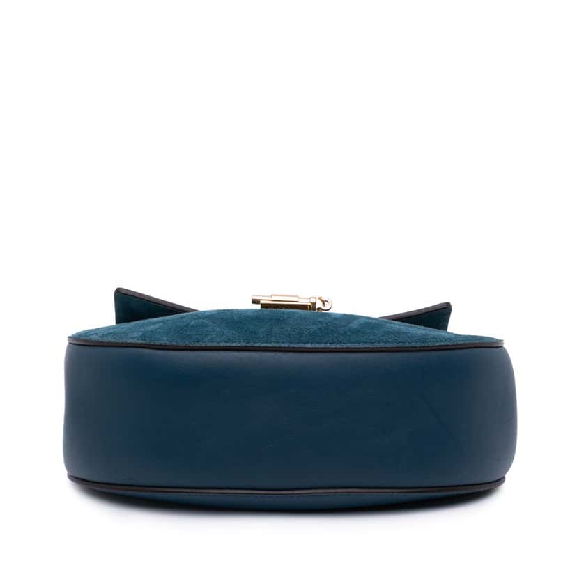Chloé Small Suede and Calfskin Drew Crossbody Blue Leather Good condition - Inside View