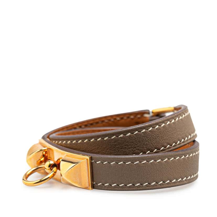Hermès Epsom Rivale Double Tour Bracelet Brown Leather Good condition - Back View