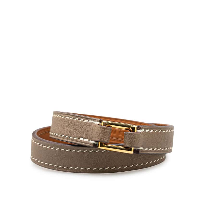 Hermès Epsom Rivale Double Tour Bracelet Brown Leather Good condition - Inside View