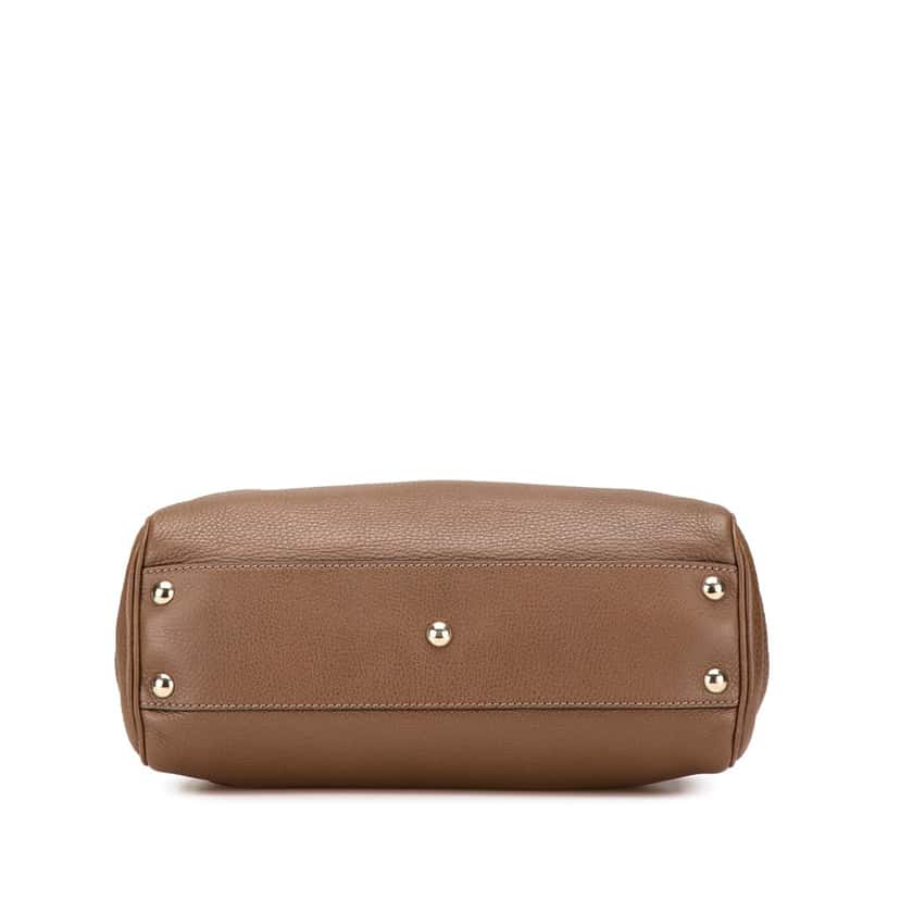 Gucci Small Calfskin Bamboo Shopper Satchel Brown Leather Good condition - Inside View