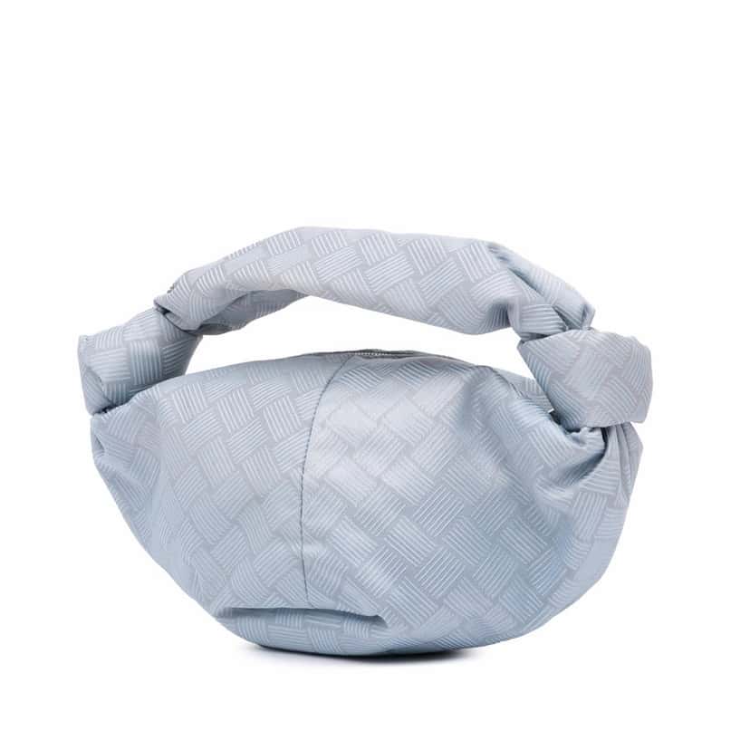 Bottega Veneta Mini Jacquard Intrecciato Double Knot Handbag Blue Jacquard Good condition - Back View