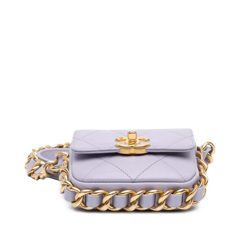 Chanel Mini Quilted Calfskin Framing Chain Flap Purple Leather Good condition - Inside View