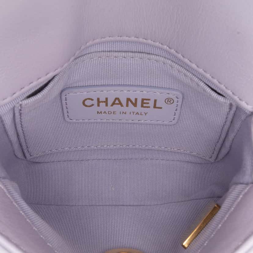 Chanel Mini Quilted Calfskin Framing Chain Flap Purple Leather Good condition - Model View