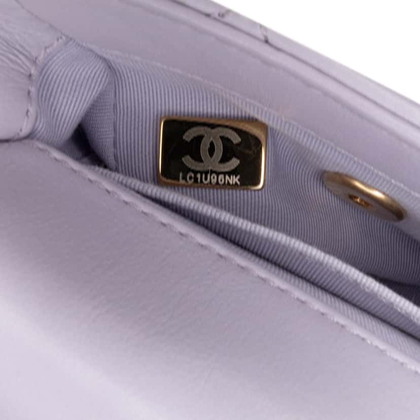 Chanel Mini Quilted Calfskin Framing Chain Flap Purple Leather Good condition - Box View