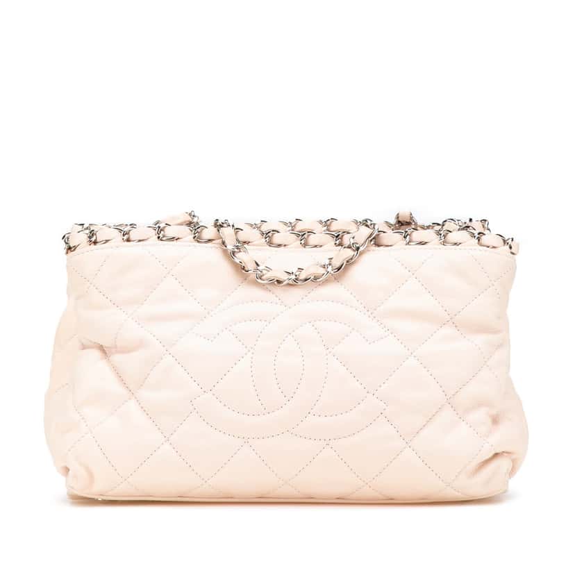 Chanel Mini Quilted Lambskin Chain Me Tote Brown Leather Good condition - Front View